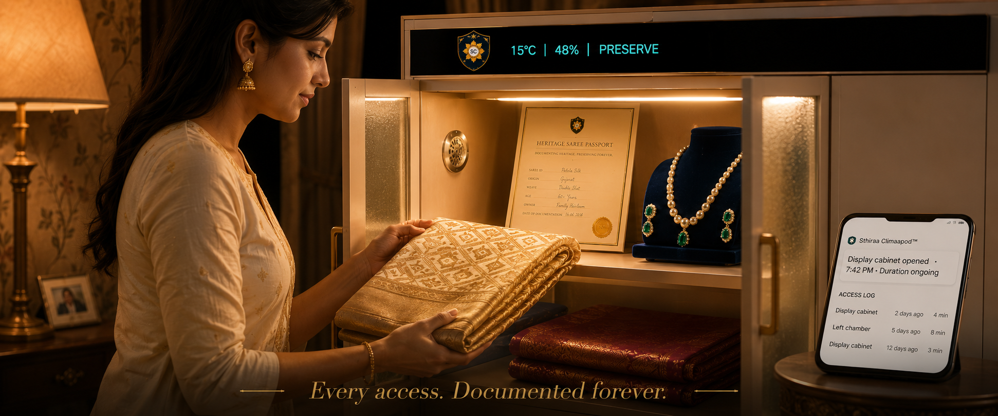 Display cabinet — jewellery and heritage items